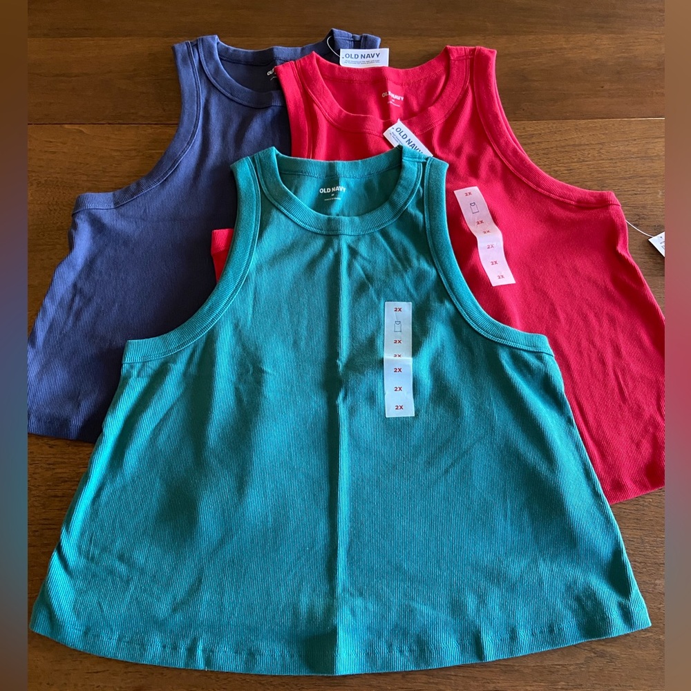 Old Navy Tank Tops SET OF THREE, 2X women, red, blue, green